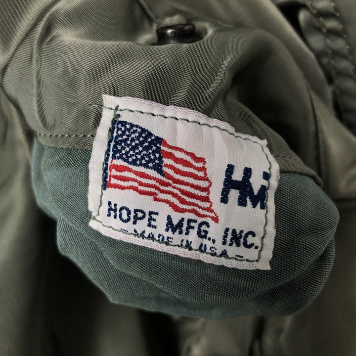 Vintage HOPE MFG MA-1 Military Flight Jacket, Made in USA, Men's Size Medium Nylon Khaki type Vintage Second Hand
