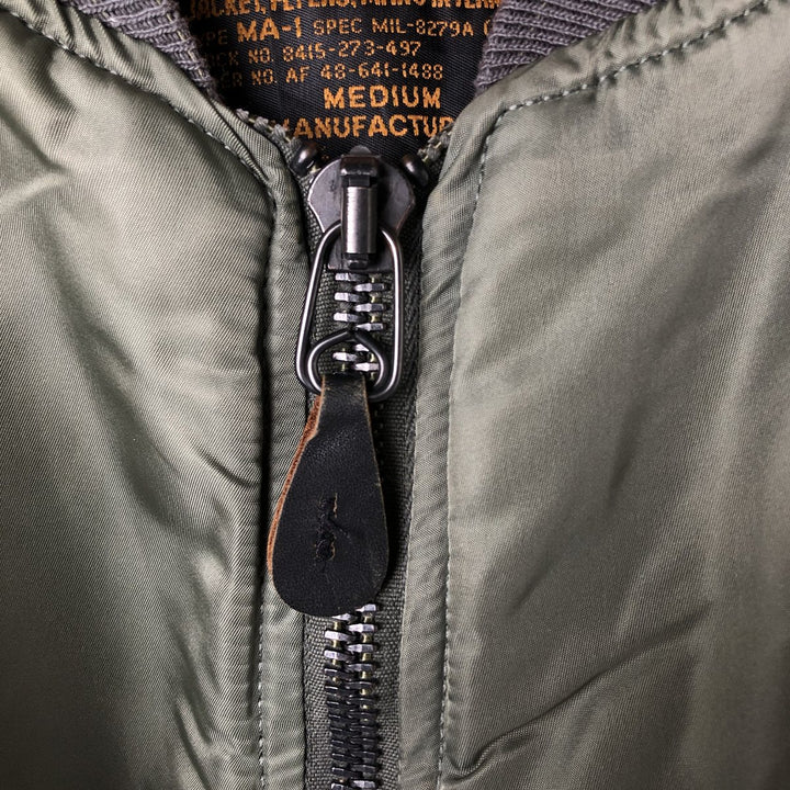 Vintage HOPE MFG MA-1 Military Flight Jacket, Made in USA, Men's Size Medium Nylon Khaki type Vintage Second Hand