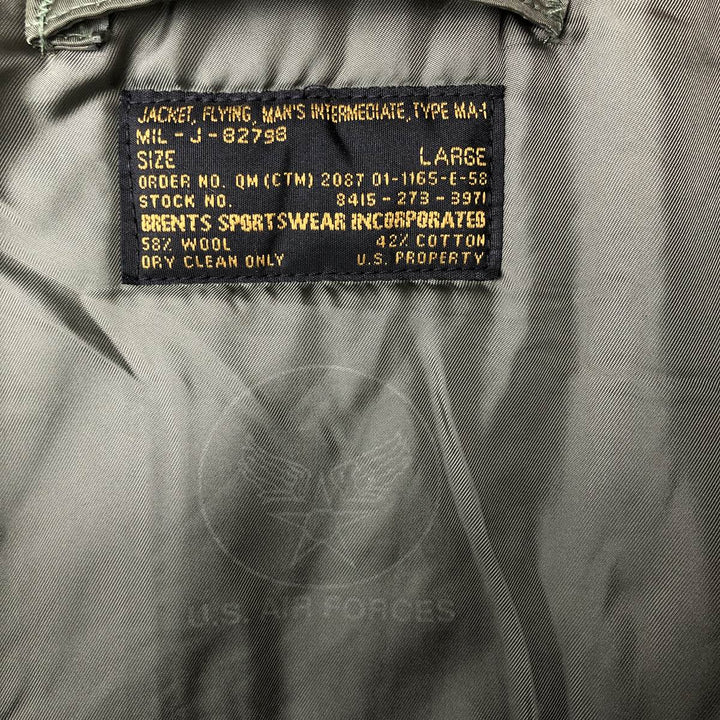 Civilian BRENTS MA-1 Military Flight Jacket, Men's Size L unclear Khaki type Vintage Second Hand
