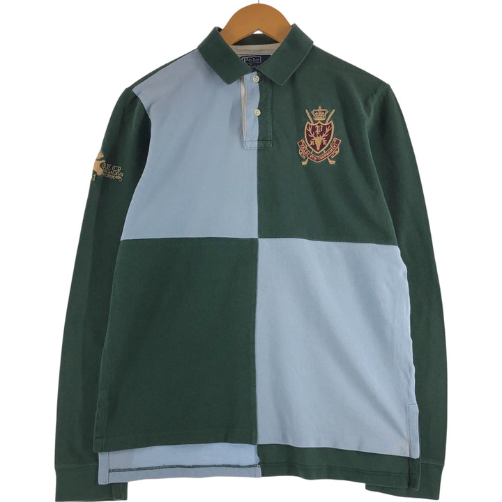Ralph Lauren POLO by Ralph Lauren CUSTOM FIT crazy pattern long sleeve polo shirt men's M size cotton Blue type light blue Vintage Second Hand