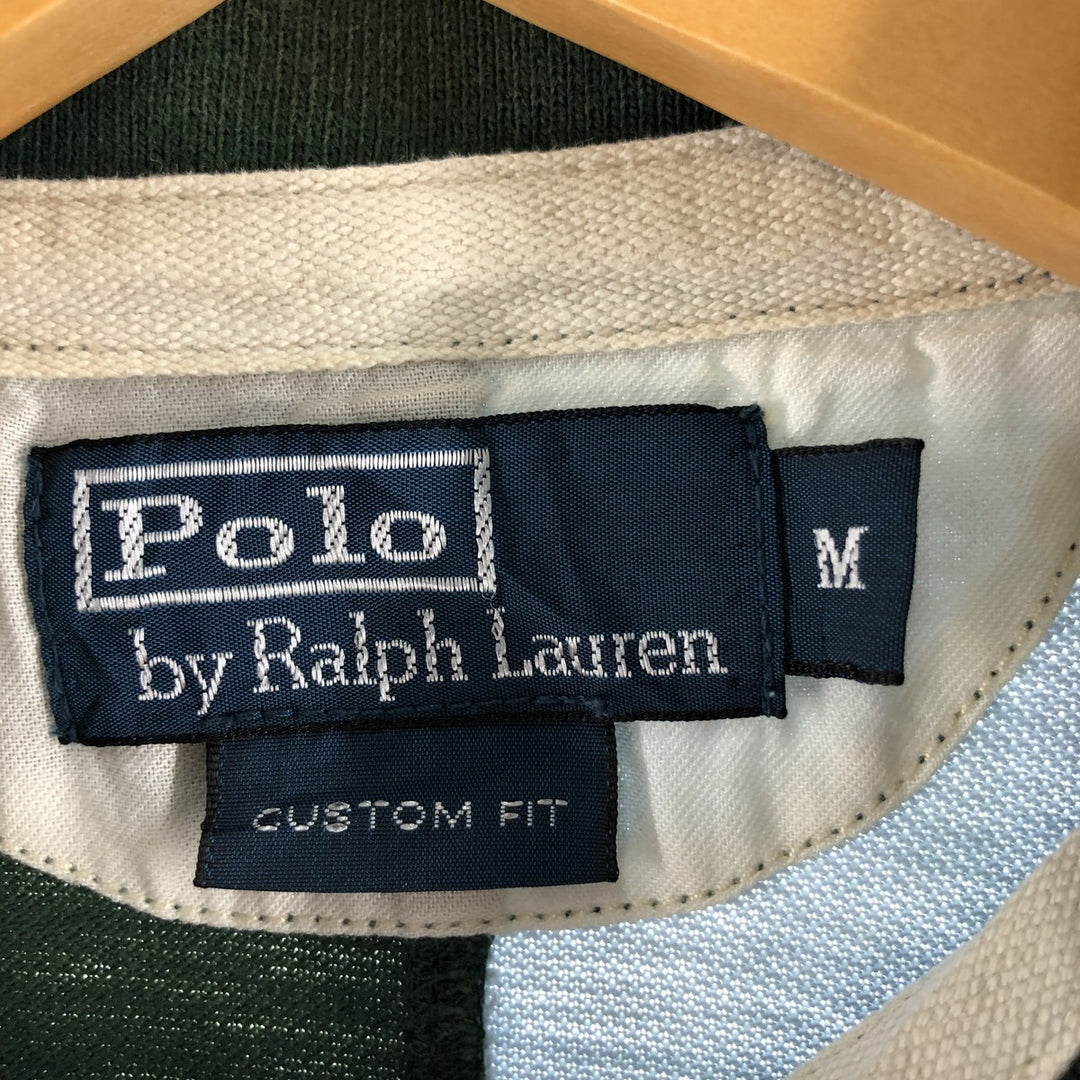 Ralph Lauren POLO by Ralph Lauren CUSTOM FIT crazy pattern long sleeve polo shirt men's M size cotton Blue type light blue Vintage Second Hand