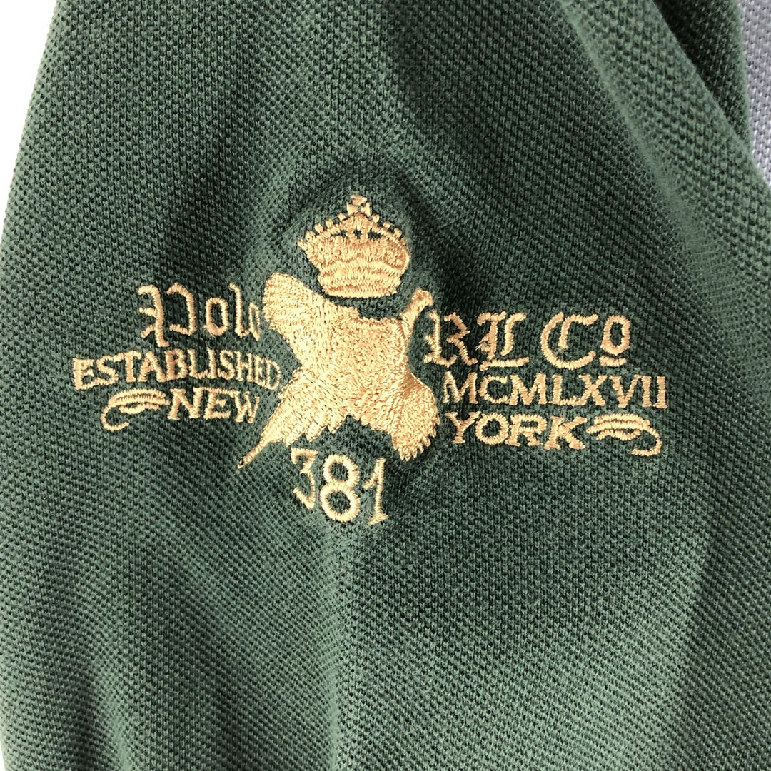 Ralph Lauren POLO by Ralph Lauren CUSTOM FIT crazy pattern long sleeve polo shirt men's M size cotton Blue type light blue Vintage Second Hand