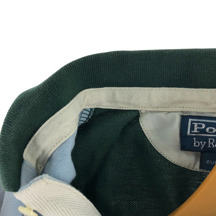Ralph Lauren POLO by Ralph Lauren CUSTOM FIT crazy pattern long sleeve polo shirt men's M size cotton Blue type light blue Vintage Second Hand