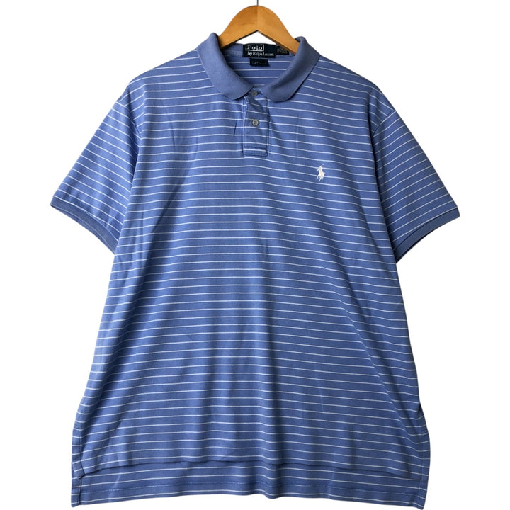 Ralph Lauren POLO by Ralph Lauren CUSTOM FIT short sleeve striped polo shirt men's XL size cotton Purple type blue-purple Vintage Second Hand