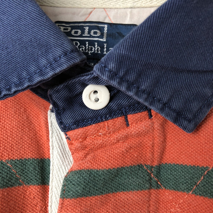 Ralph Lauren POLO by Ralph Lauren Striped Pattern Short Sleeve Rugby Shirt Men's XL cotton orange type Vintage Second Hand