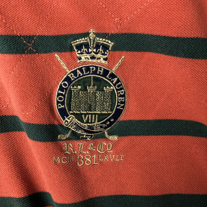 Ralph Lauren POLO by Ralph Lauren Striped Pattern Short Sleeve Rugby Shirt Men's XL cotton orange type Vintage Second Hand