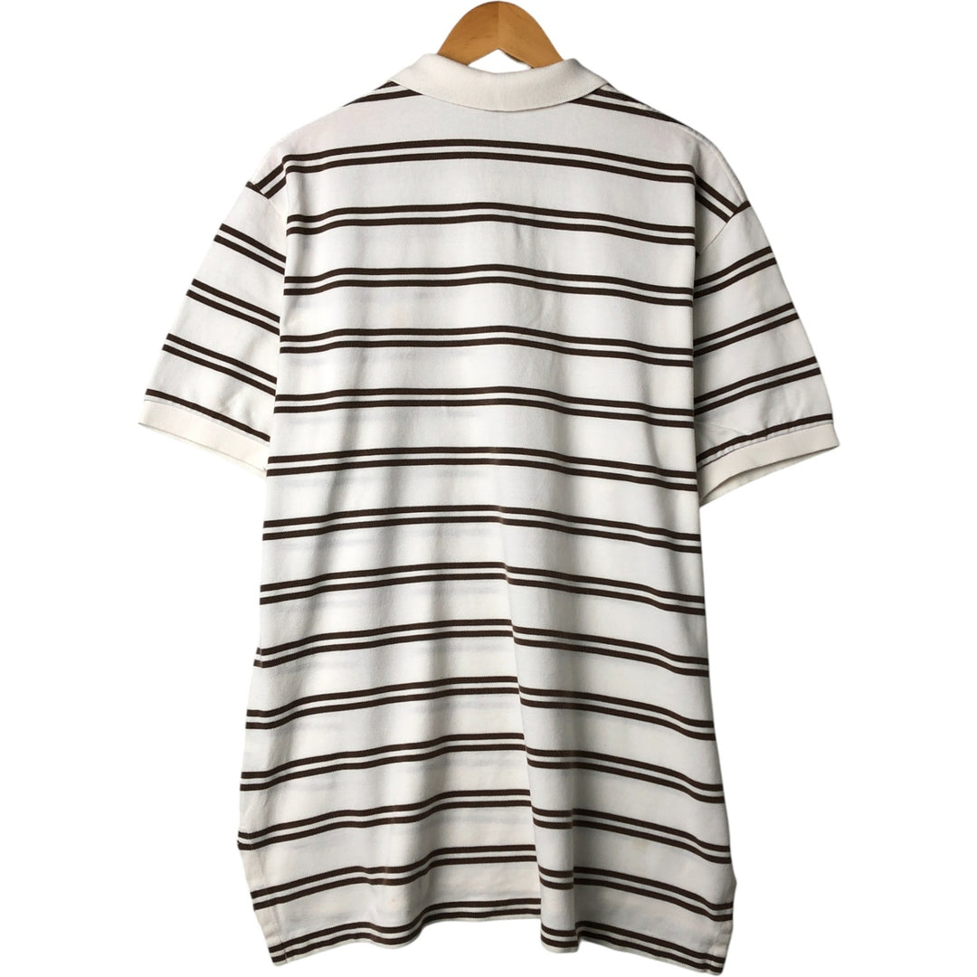 Ralph Lauren POLO by Ralph Lauren short sleeve striped polo shirt, men's XL size cotton brown type Vintage Second Hand