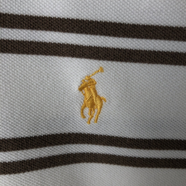 Ralph Lauren POLO by Ralph Lauren short sleeve striped polo shirt, men's XL size cotton brown type Vintage Second Hand