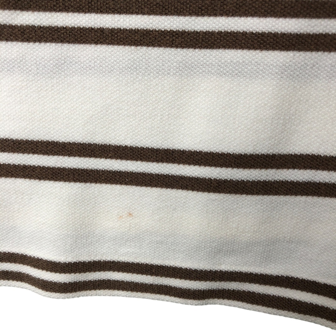 Ralph Lauren POLO by Ralph Lauren short sleeve striped polo shirt, men's XL size cotton brown type Vintage Second Hand