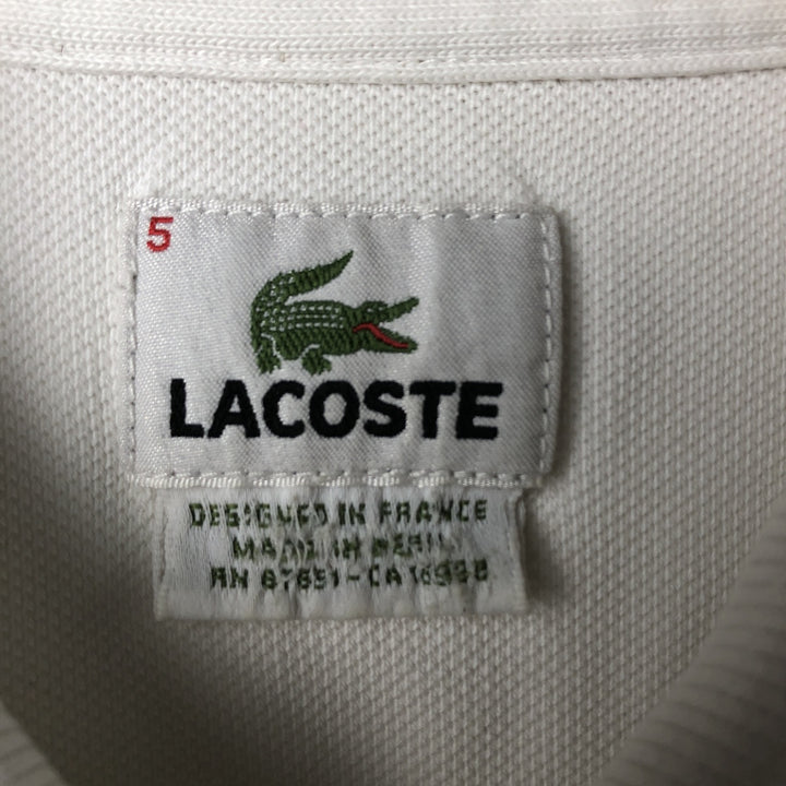 Lacoste LACOSTE French design short sleeve polo shirt size 5, men's L size cotton white type Vintage Second Hand