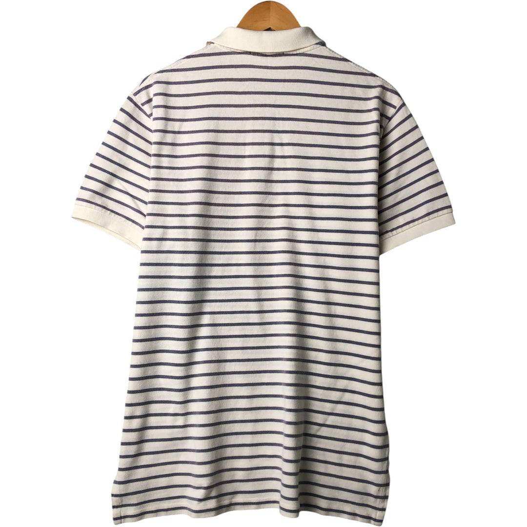 Ralph Lauren POLO by Ralph Lauren short sleeve striped polo shirt, men's size L cotton pale white type Vintage Second Hand