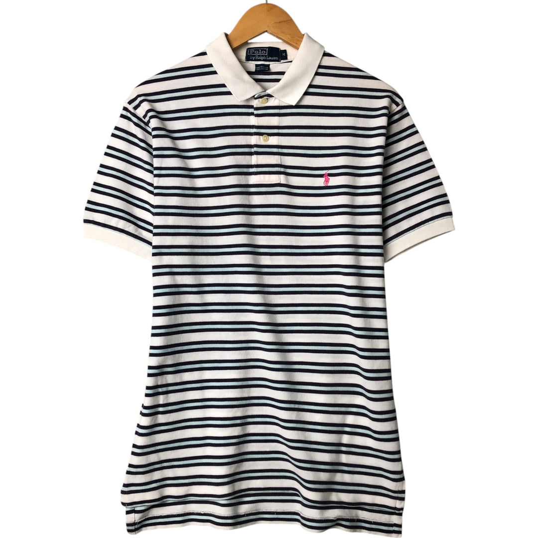 Ralph Lauren POLO by Ralph Lauren short sleeve striped polo shirt, men's size M unclear white type Vintage Second Hand