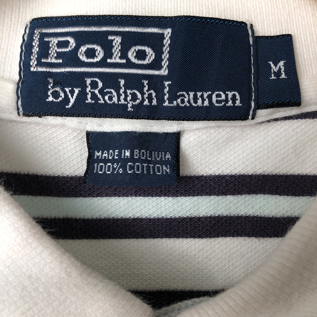 Ralph Lauren POLO by Ralph Lauren short sleeve striped polo shirt, men's size M unclear white type Vintage Second Hand
