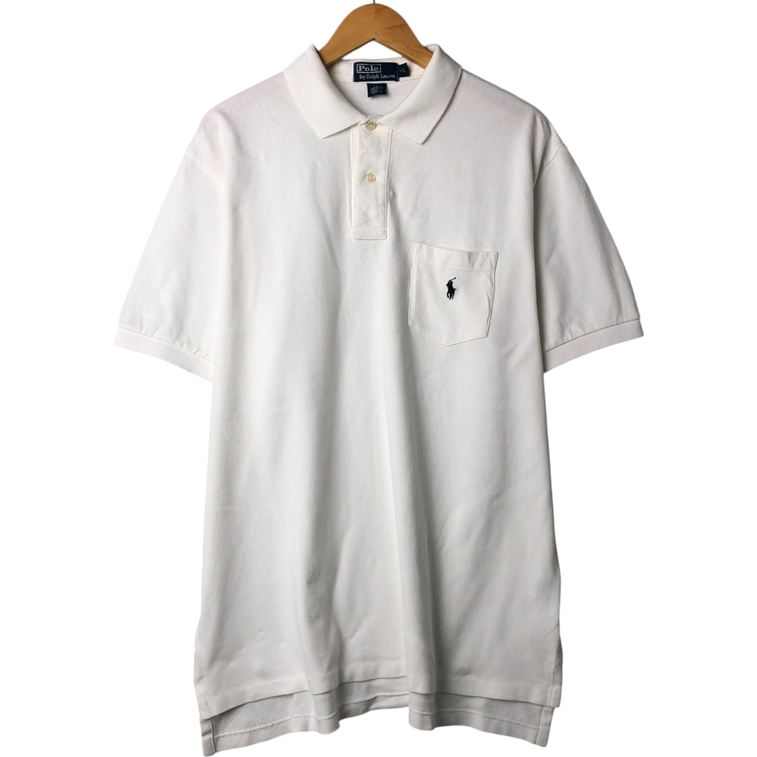 Ralph Lauren POLO by Ralph Lauren short sleeve polo shirt, men's XL size cotton white type Vintage Second Hand