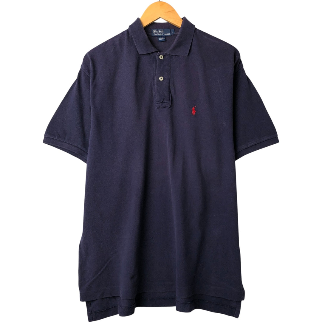 Ralph Lauren POLO by Ralph Lauren short sleeve polo shirt, men's size L cotton navy blue type Vintage Second Hand