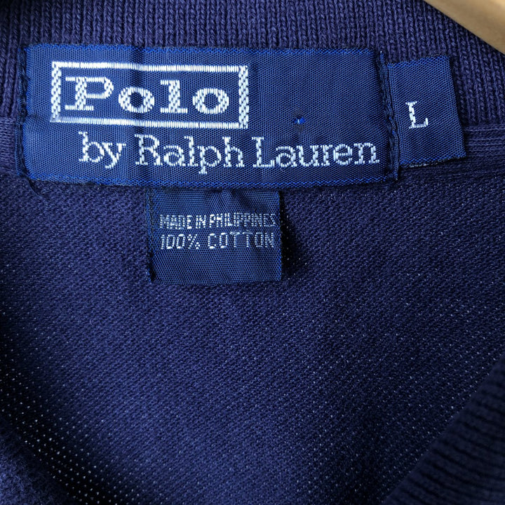 Ralph Lauren POLO by Ralph Lauren short sleeve polo shirt, men's size L cotton navy blue type Vintage Second Hand