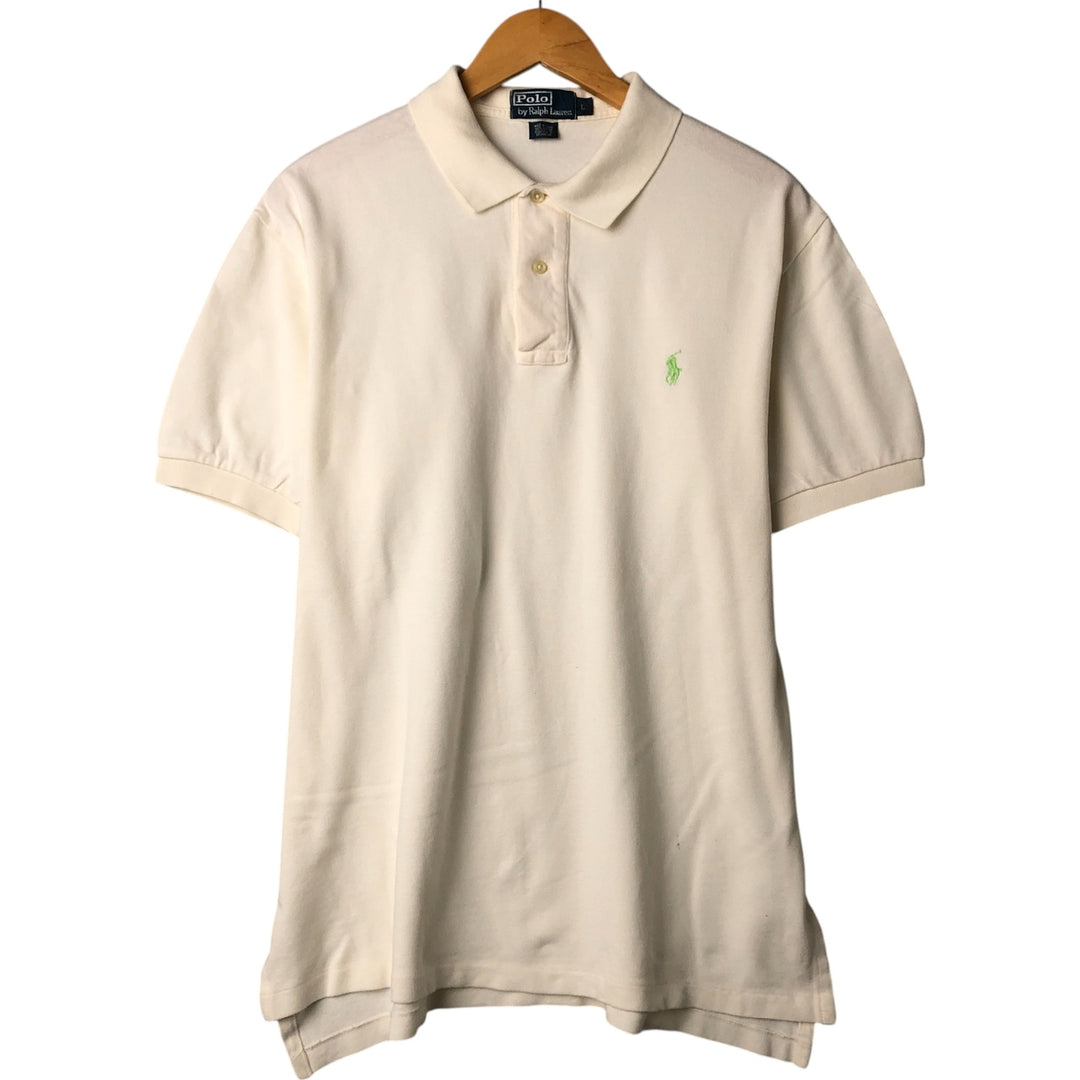 Ralph Lauren POLO by Ralph Lauren short sleeve polo shirt, men's size L cotton pale white type Vintage Second Hand