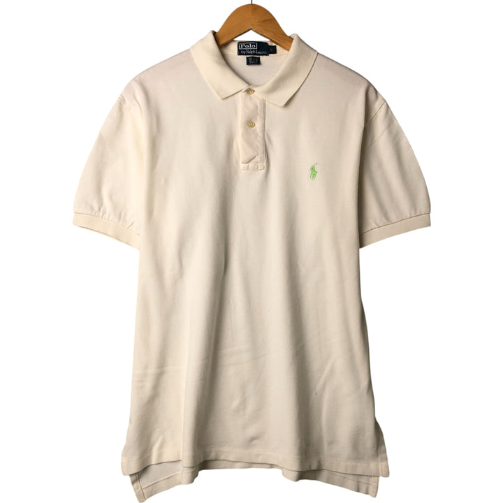 Ralph Lauren POLO by Ralph Lauren short sleeve polo shirt, men's size L cotton pale white type Vintage Second Hand