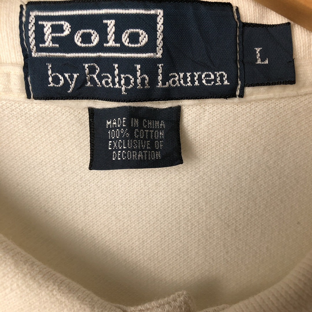 Ralph Lauren POLO by Ralph Lauren short sleeve polo shirt, men's size L cotton pale white type Vintage Second Hand