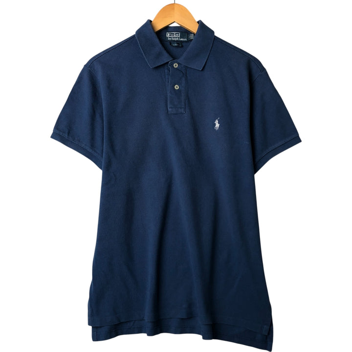 Ralph Lauren POLO by Ralph Lauren CUSTOM FIT short sleeve polo shirt, men's size L cotton Navy blue Vintage Second Hand