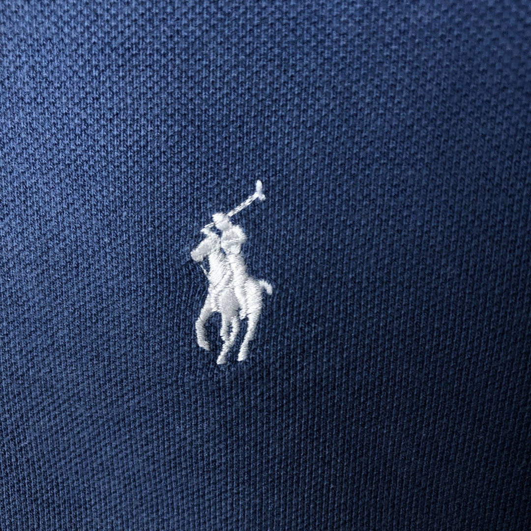 Ralph Lauren POLO by Ralph Lauren CUSTOM FIT short sleeve polo shirt, men's size L cotton Navy blue Vintage Second Hand