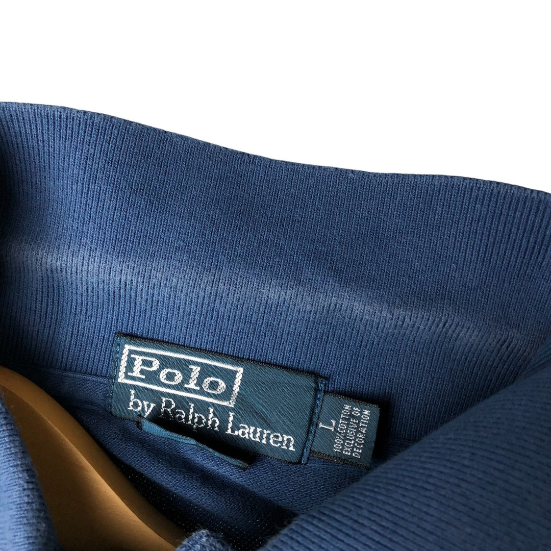 Ralph Lauren POLO by Ralph Lauren CUSTOM FIT short sleeve polo shirt, men's size L cotton Navy blue Vintage Second Hand