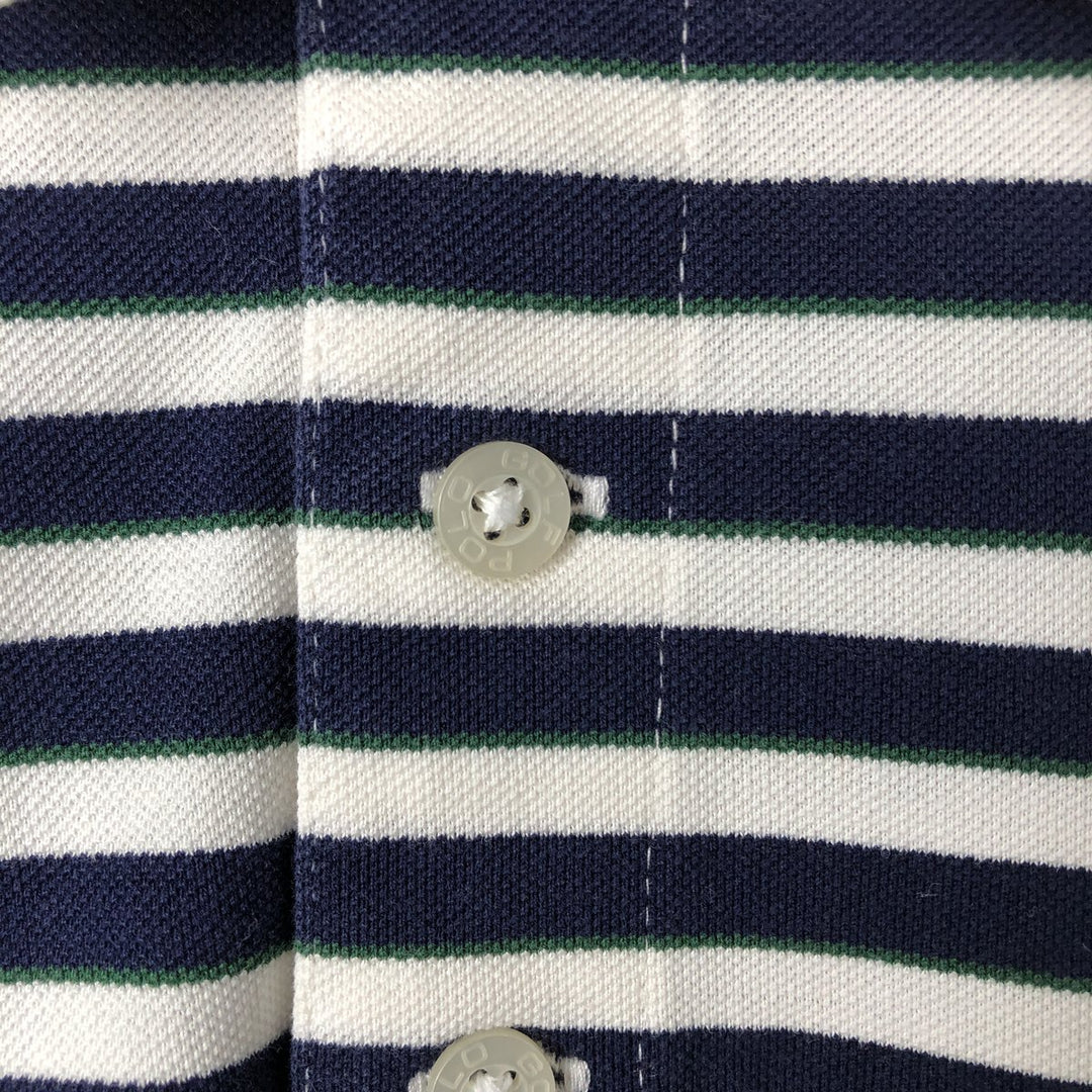 Ralph Lauren POLO GOLF Short Sleeve Striped Polo Shirt Men's Size L Pima Cotton white type Vintage Second Hand