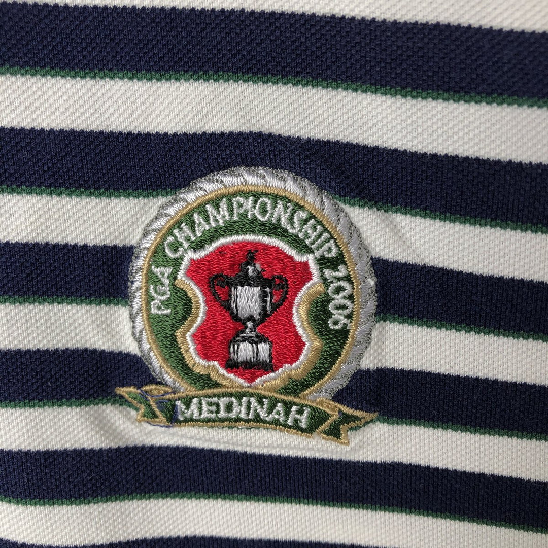 Ralph Lauren POLO GOLF Short Sleeve Striped Polo Shirt Men's Size L Pima Cotton white type Vintage Second Hand