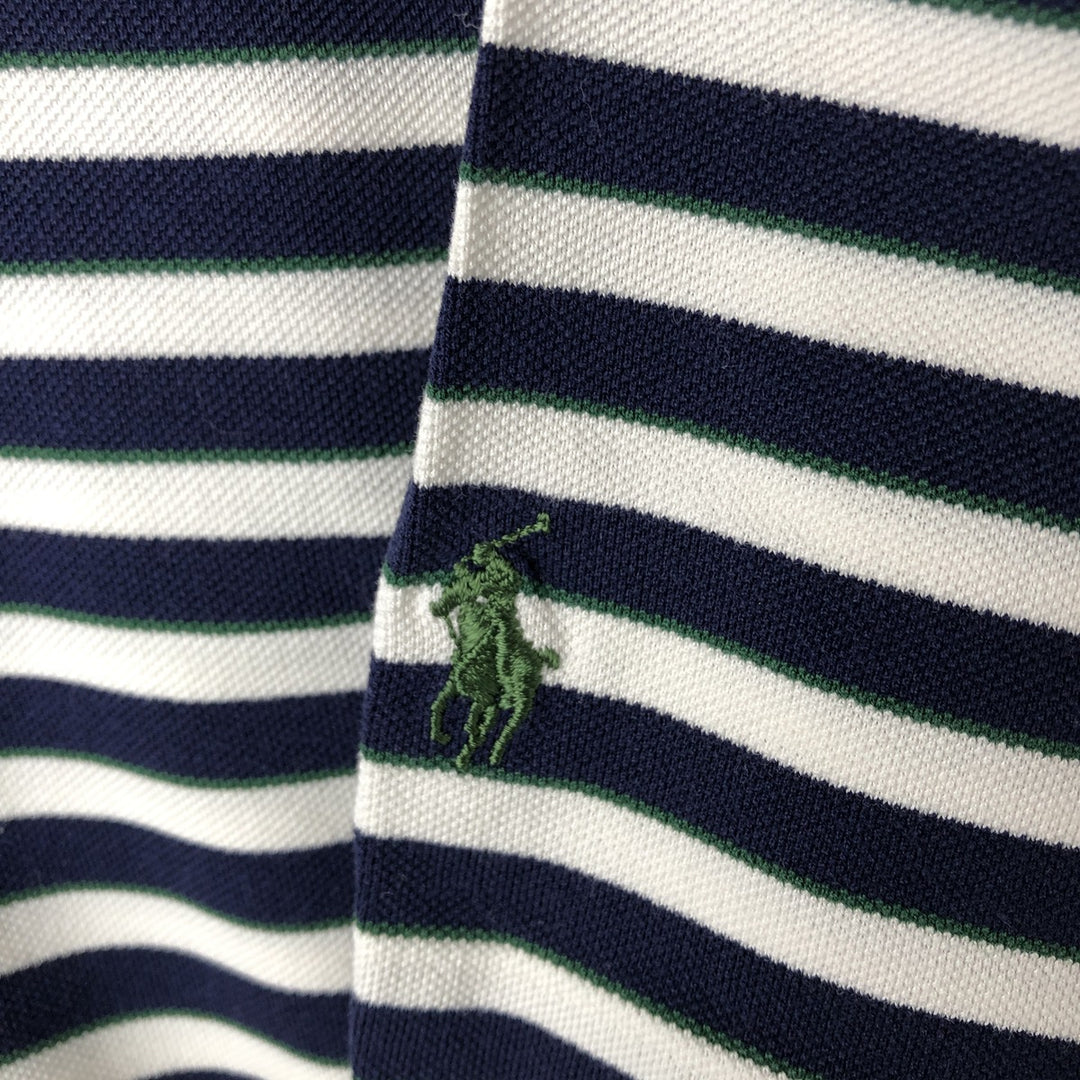 Ralph Lauren POLO GOLF Short Sleeve Striped Polo Shirt Men's Size L Pima Cotton white type Vintage Second Hand