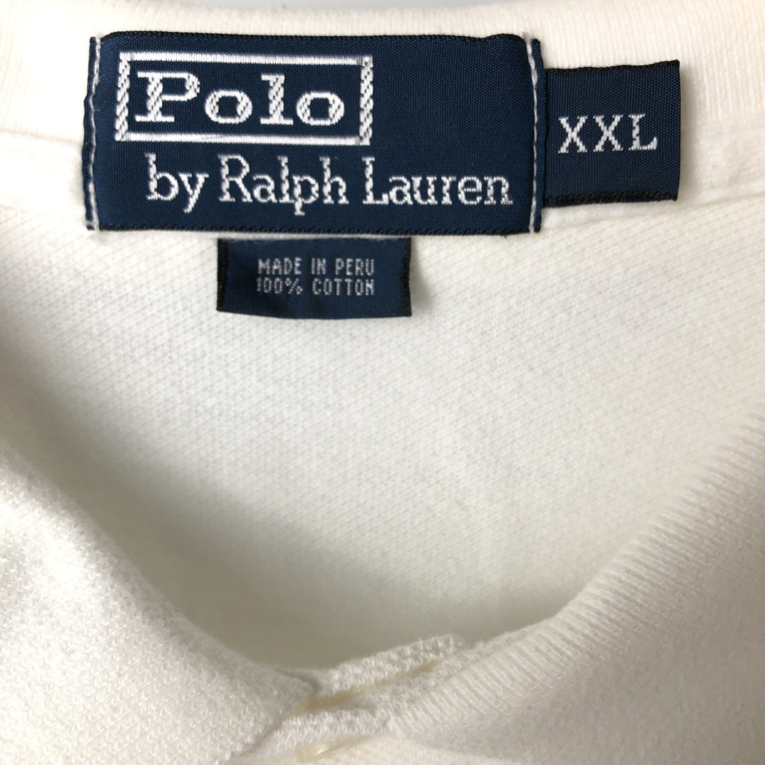 Ralph Lauren Polo by Ralph Lauren short sleeve polo shirt, men's XXL size cotton white type Vintage Second Hand