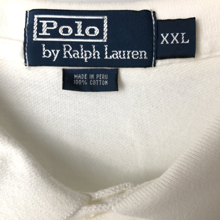 Ralph Lauren Polo by Ralph Lauren short sleeve polo shirt, men's XXL size cotton white type Vintage Second Hand