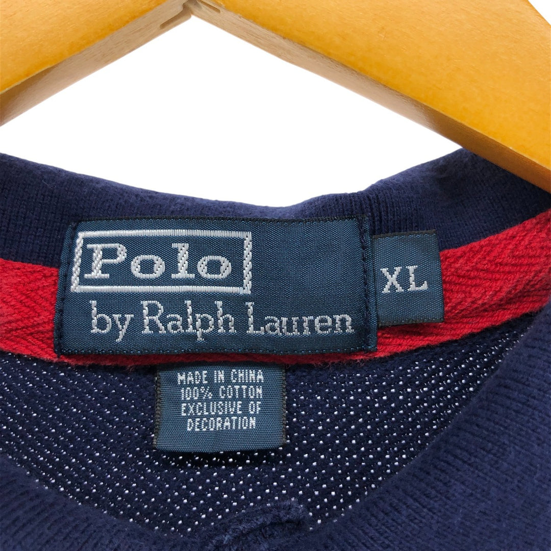 Ralph Lauren POLO by Ralph Lauren short sleeve polo shirt, men's XL size cotton navy blue type Vintage Second Hand