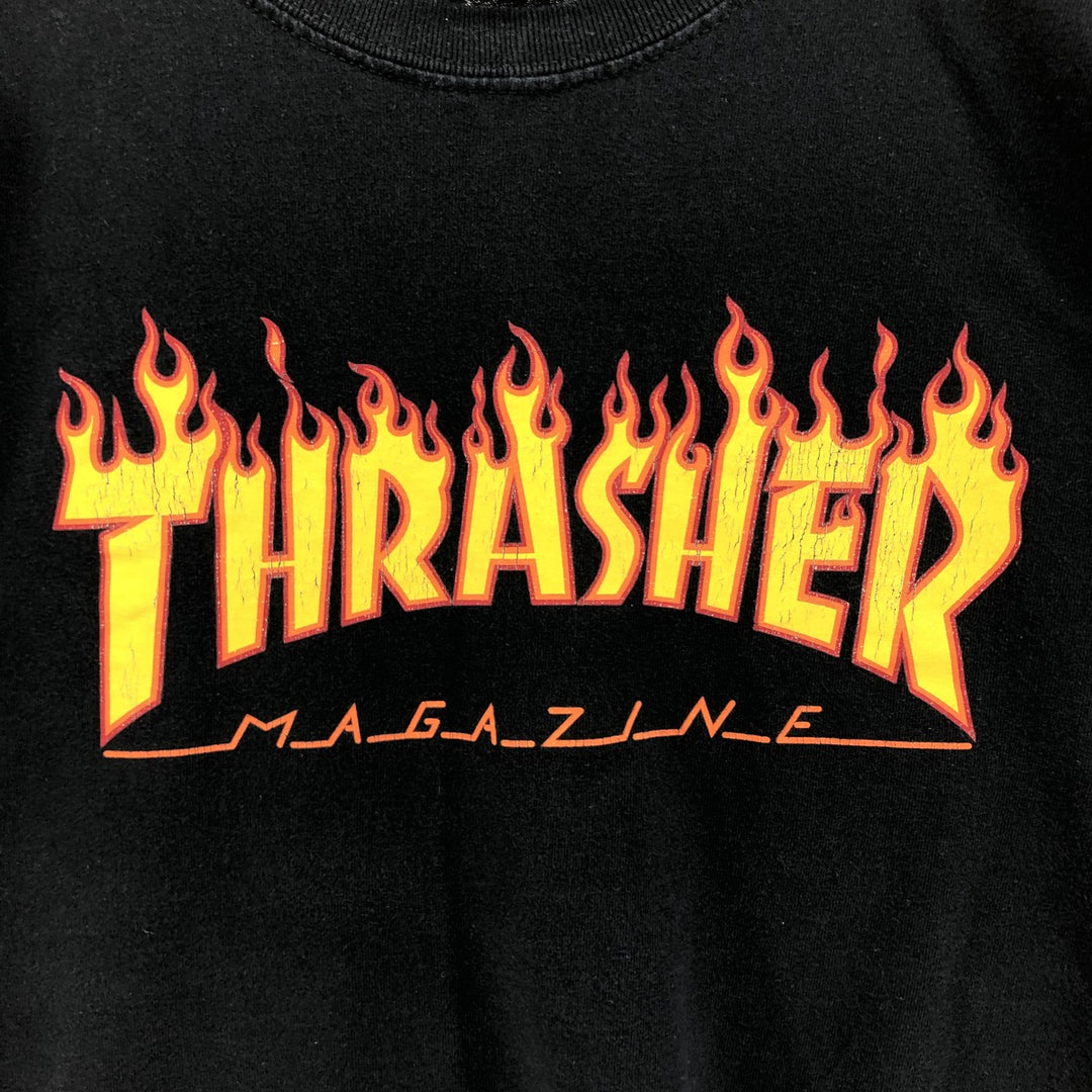 Thrasher Fire Pattern Surf Skate T-Shirt, Men's Size L cotton black type Vintage Second Hand