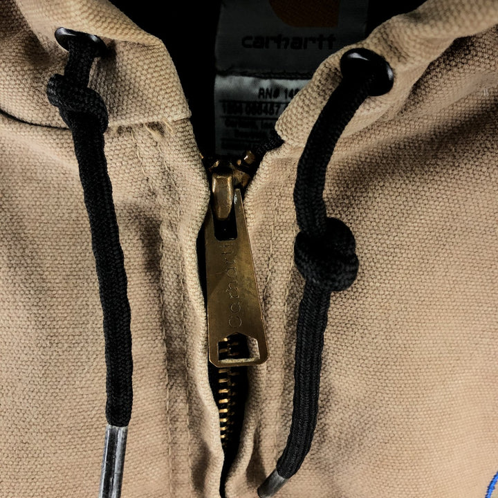 00'S Carhartt Active Jacket Duck Full Zip Parka Men's L size cotton Beige type Vintage Second Hand