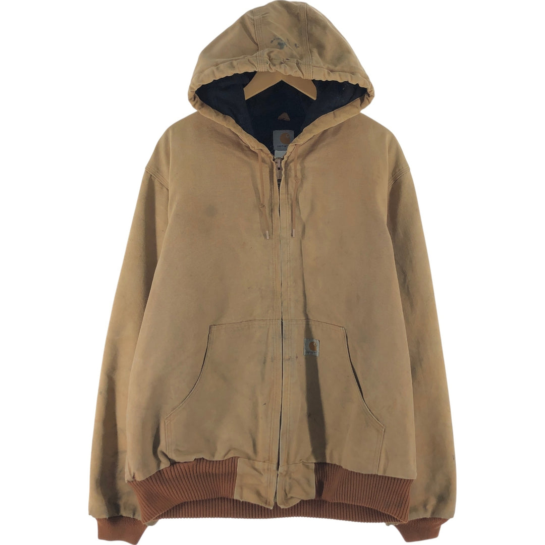 Carhartt Active Jacket Duck Full Zip Hoodie Men's XL unclear Beige type Vintage Second Hand