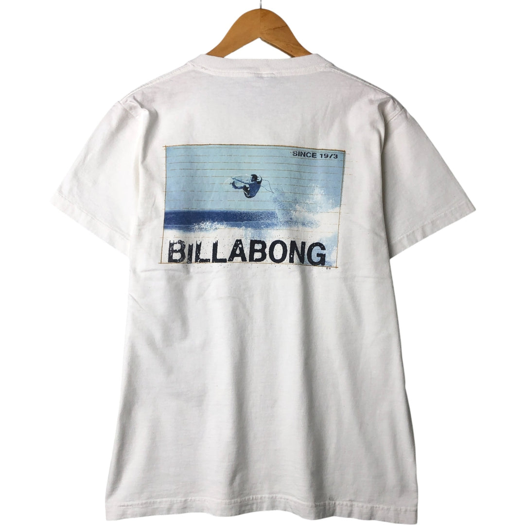 90'S Billabong surf and skate T-shirt, made in the USA, men's size M, vintage cotton white type Vintage Second Hand