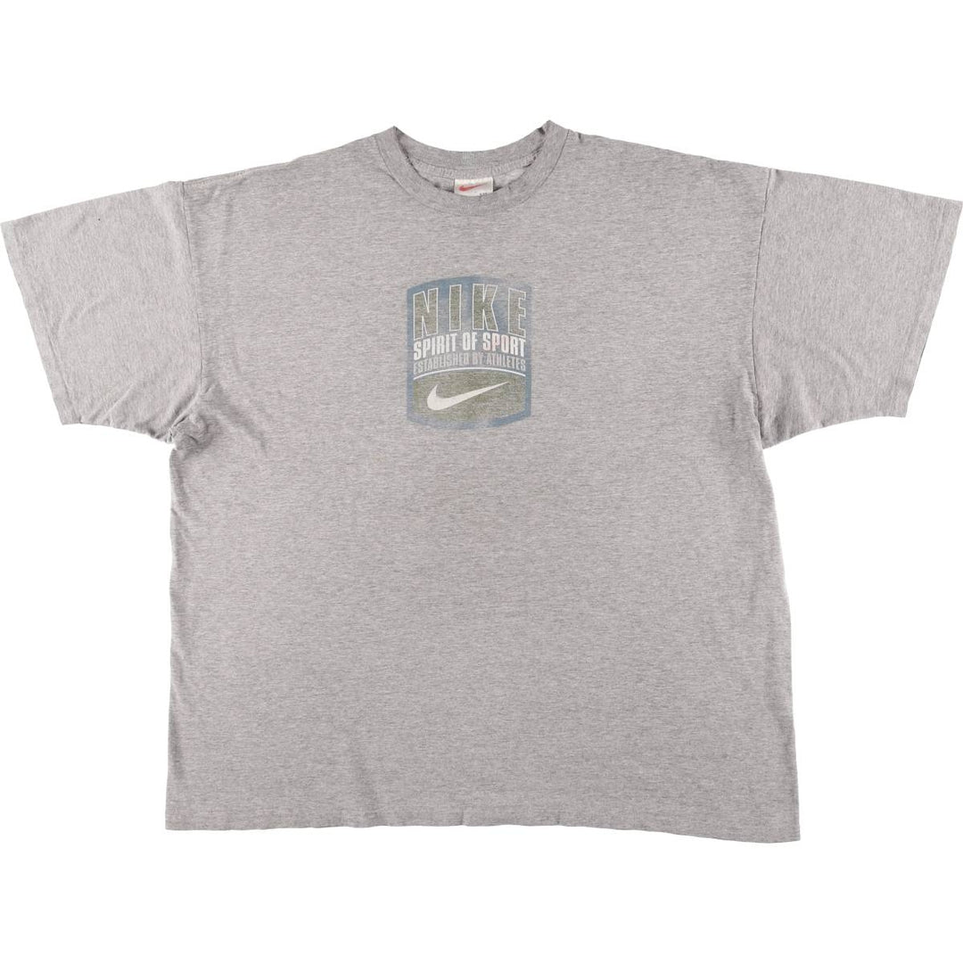 90'S Nike logo print T-shirt, men's XXL size, vintage cotton gray type Vintage Second Hand