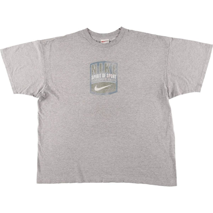 90'S Nike logo print T-shirt, men's XXL size, vintage cotton gray type Vintage Second Hand