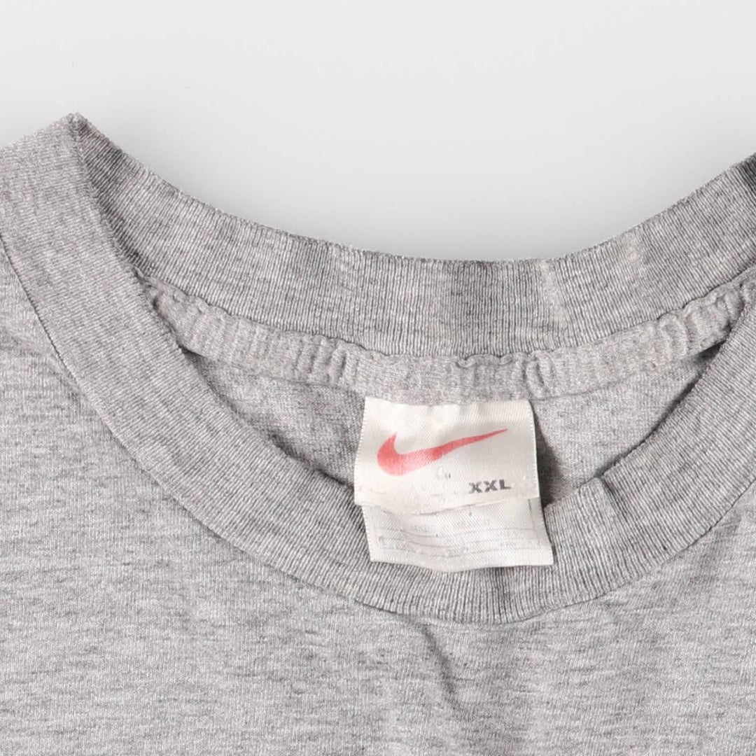 90'S Nike logo print T-shirt, men's XXL size, vintage cotton gray type Vintage Second Hand