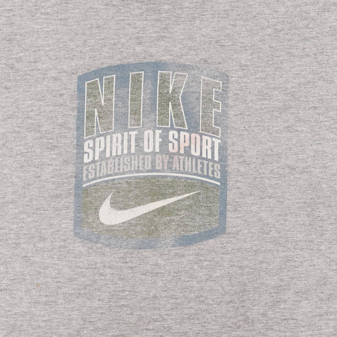 90'S Nike logo print T-shirt, men's XXL size, vintage cotton gray type Vintage Second Hand