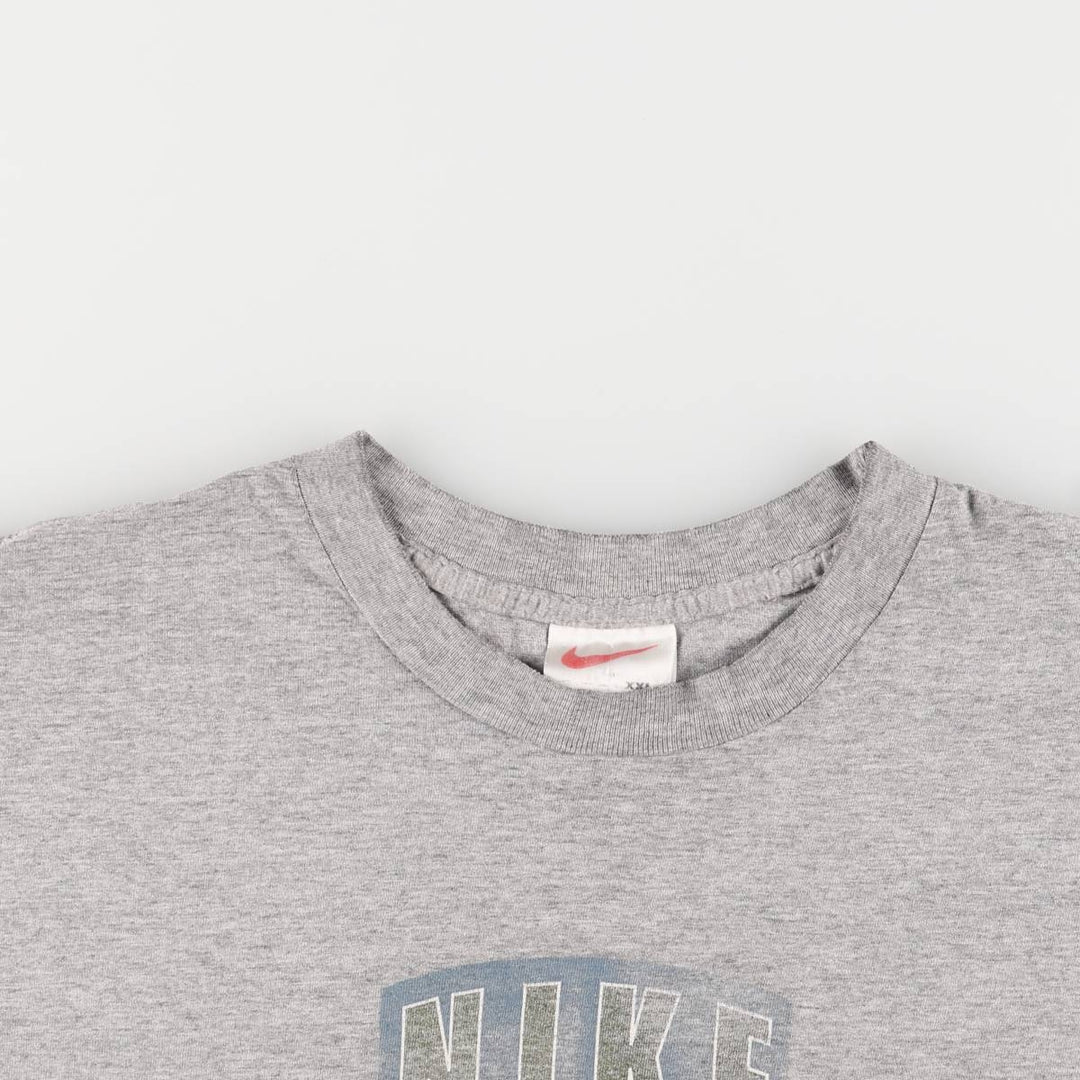 90'S Nike logo print T-shirt, men's XXL size, vintage cotton gray type Vintage Second Hand