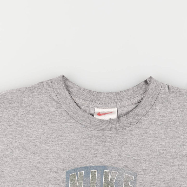 90'S Nike logo print T-shirt, men's XXL size, vintage cotton gray type Vintage Second Hand