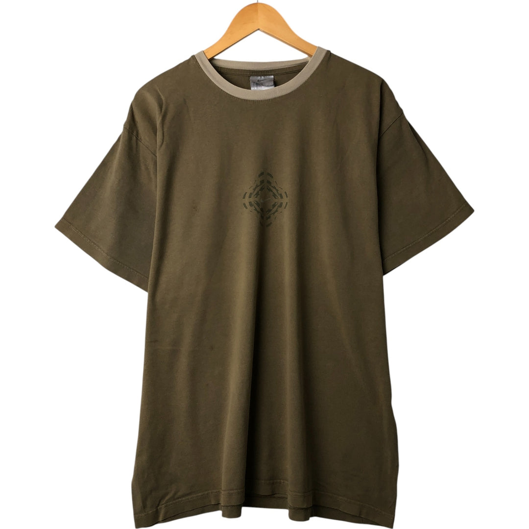 00'S Nike logo print T-shirt, men's XL size cotton Khaki type sage green Vintage Second Hand