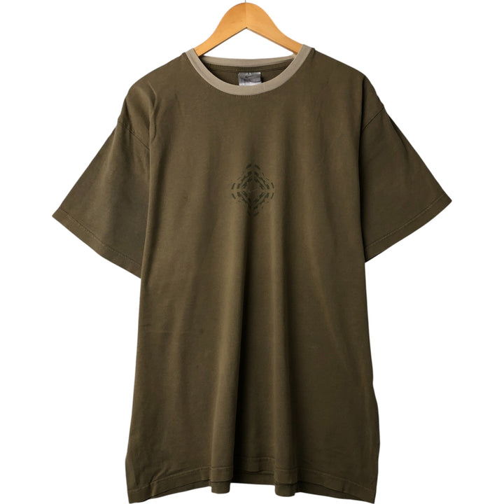 00'S Nike logo print T-shirt, men's XL size cotton Khaki type sage green Vintage Second Hand
