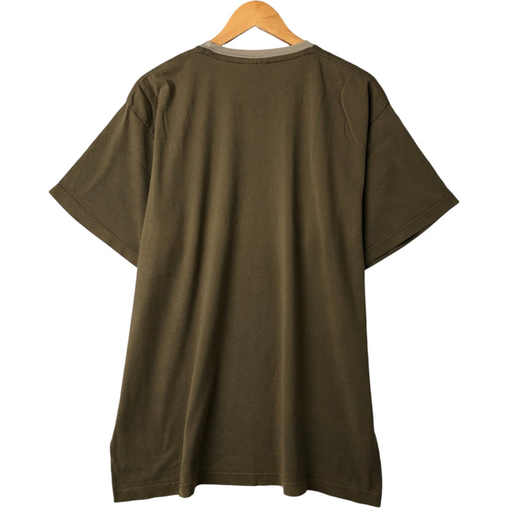 00'S Nike logo print T-shirt, men's XL size cotton Khaki type sage green Vintage Second Hand