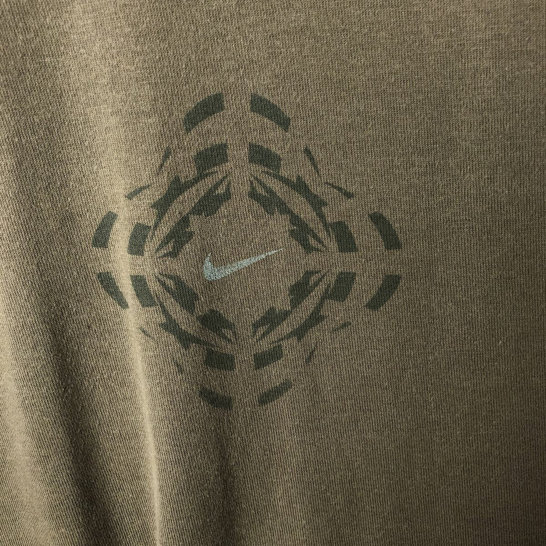00'S Nike logo print T-shirt, men's XL size cotton Khaki type sage green Vintage Second Hand