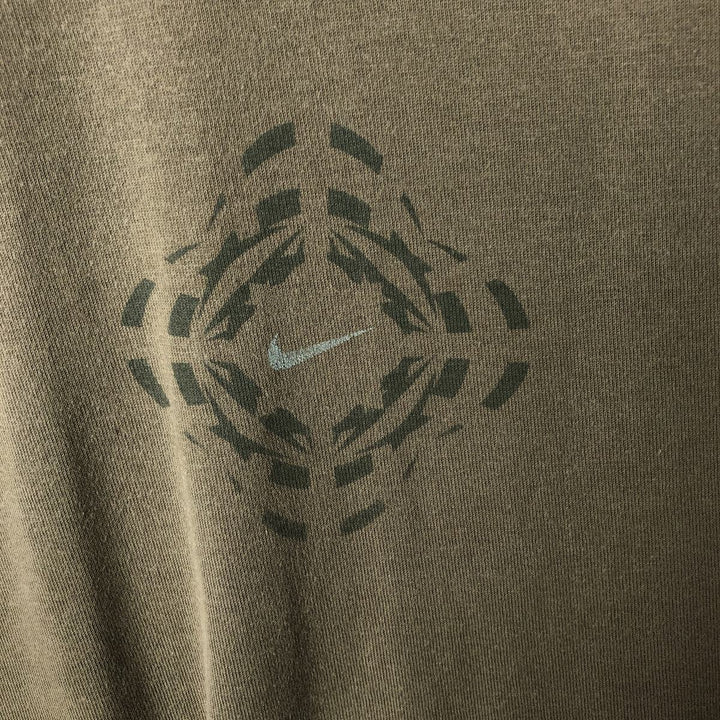 00'S Nike logo print T-shirt, men's XL size cotton Khaki type sage green Vintage Second Hand