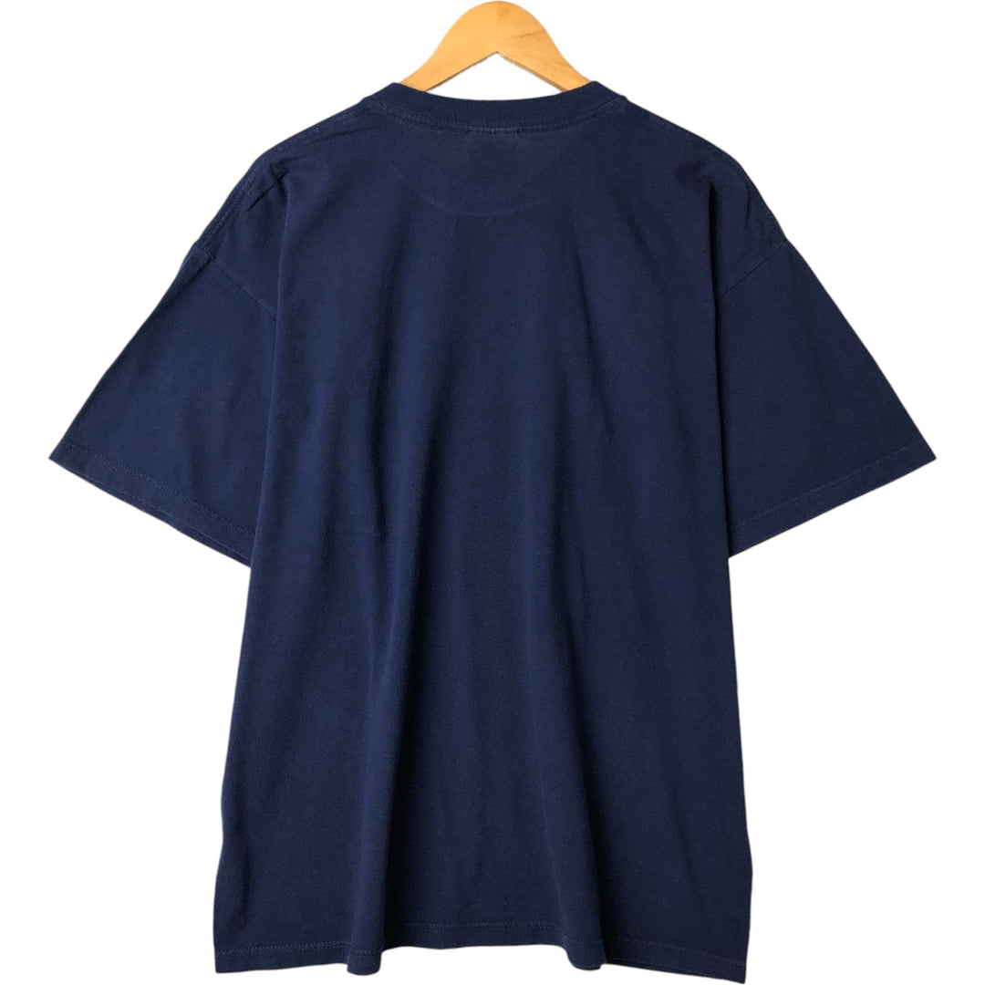 90'S Adidas logo print T-shirt, made in USA, men's size L, vintage cotton navy blue type Vintage Second Hand