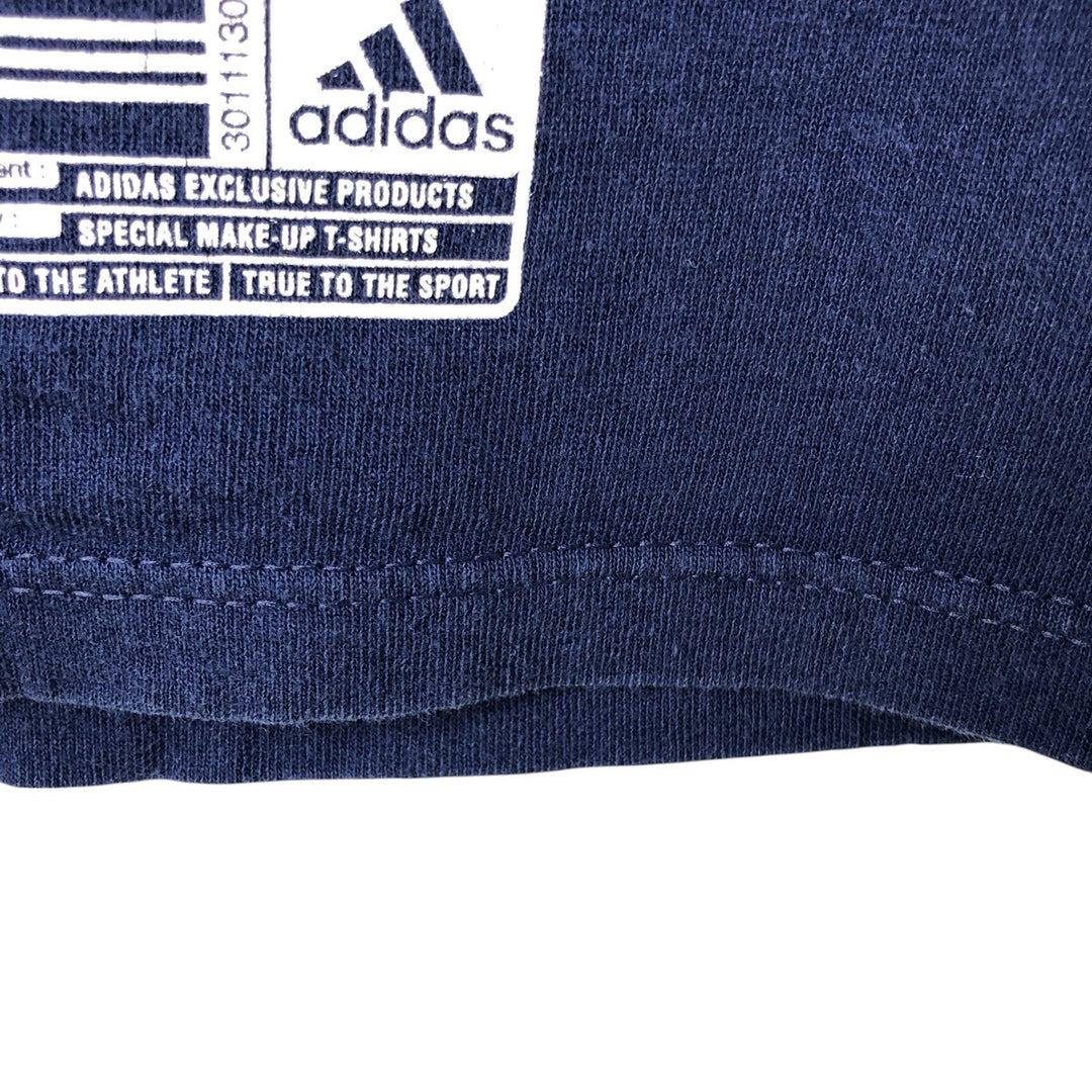 90'S Adidas logo print T-shirt, made in USA, men's size L, vintage cotton navy blue type Vintage Second Hand