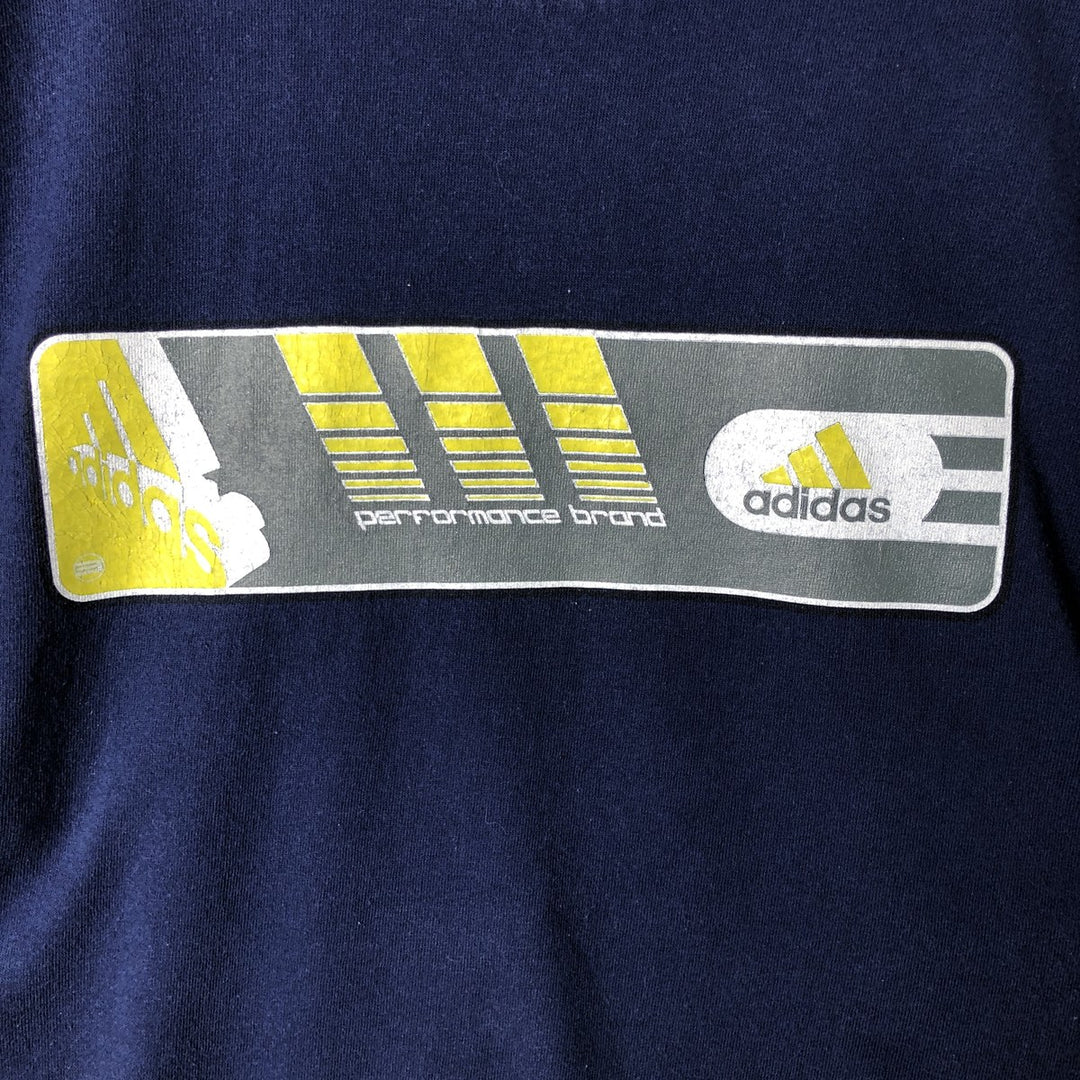 90'S Adidas logo print T-shirt, made in USA, men's size L, vintage cotton navy blue type Vintage Second Hand